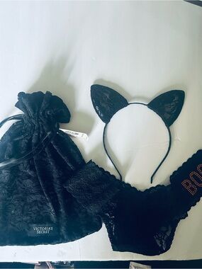 Victoria's Secret Black Lace Drawstring Pouch